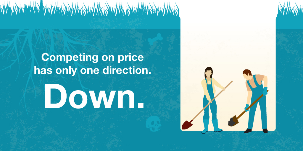 Competing on price has only one direction. Down.