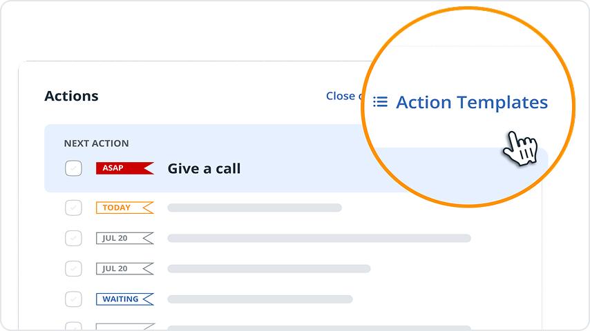 organizing next actions in action templates