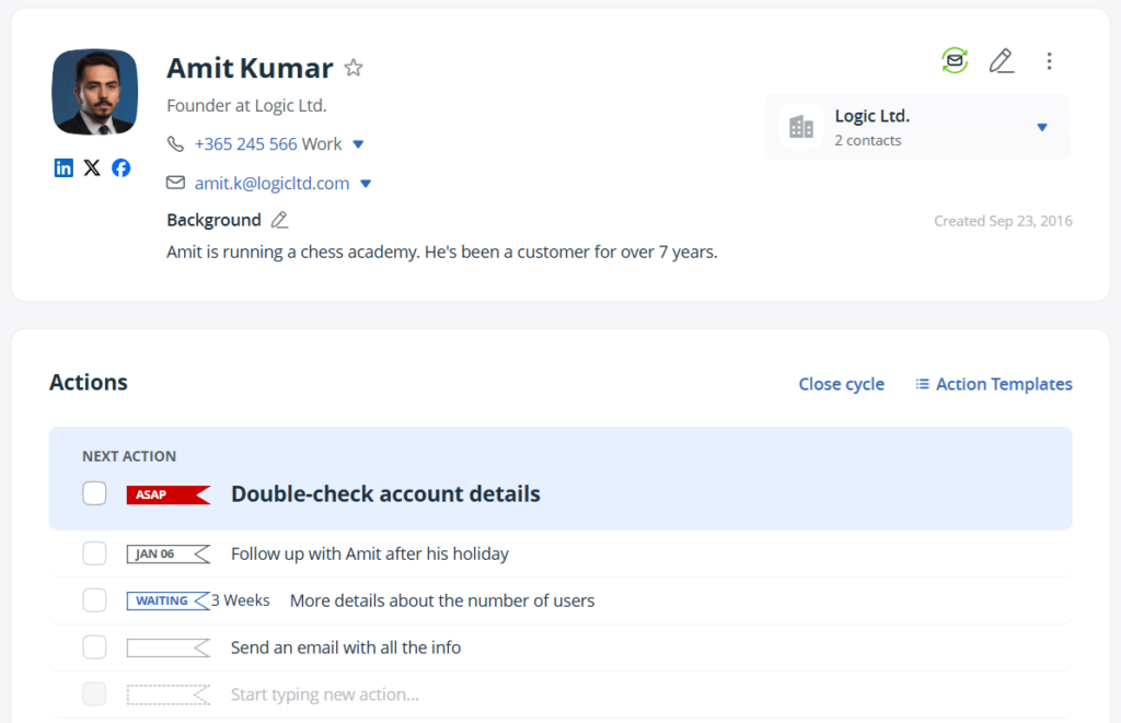 simple crm with follow up reminders