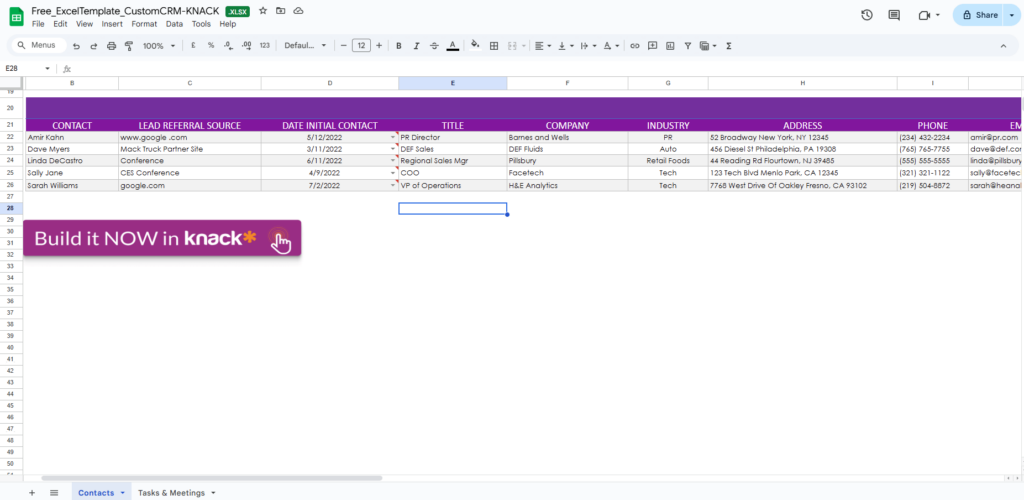 free crm spreadsheet template