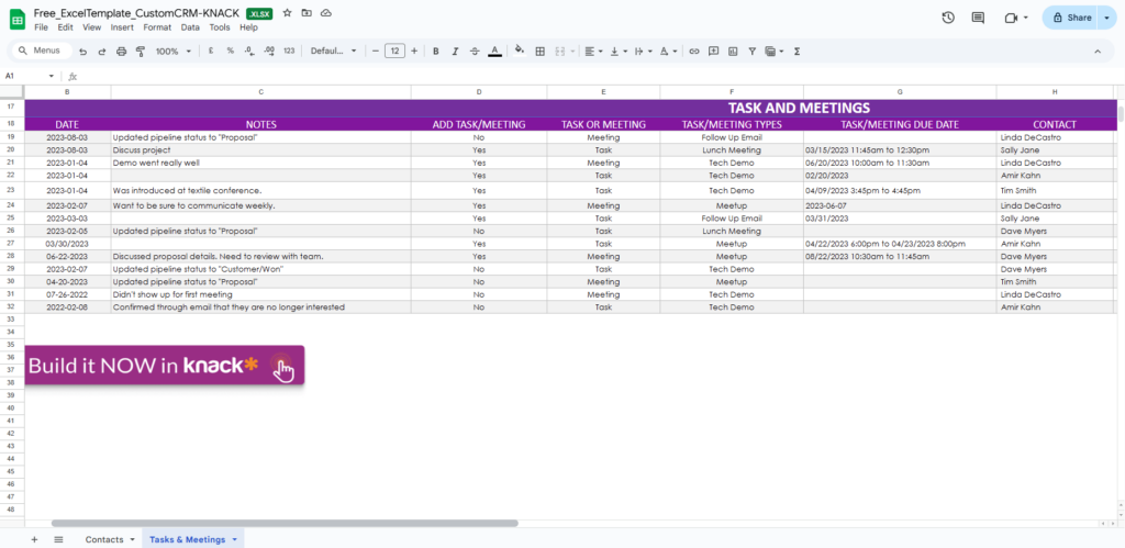 free crm spreadsheet template