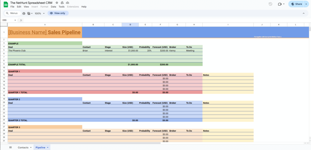 free crm spreadsheet template