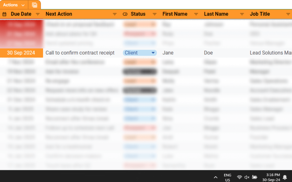 free CRM spreadsheet template in Excel or Google Sheets