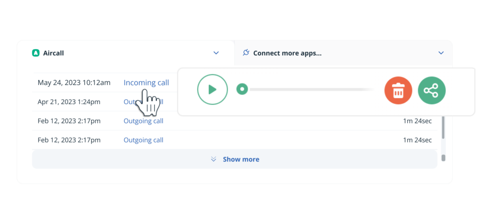 crm integrations - aircall widget